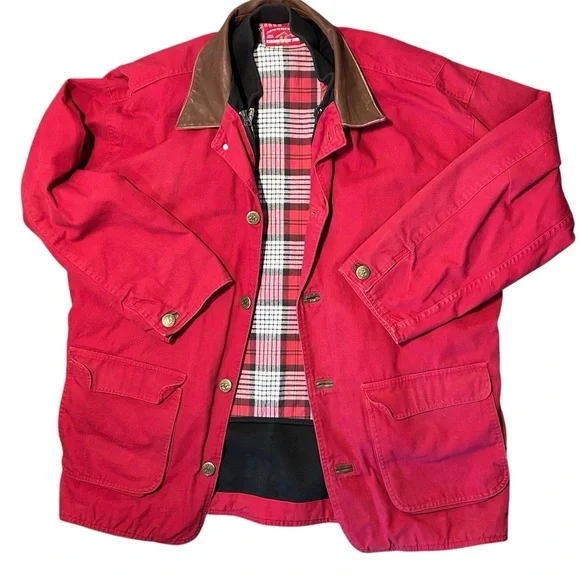 Vintage Marlboro Country Store Chore Coat Red Denim Workwear XL